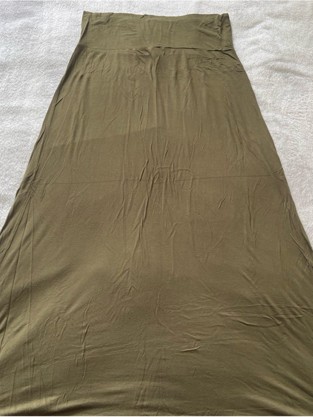 MOA USA Olive Green Maxi Skirt - Fold-Over Waist